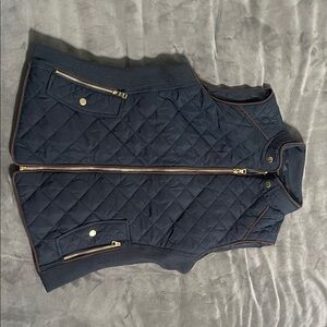 Love Tree Navy Quilted Vest with Gold Accents